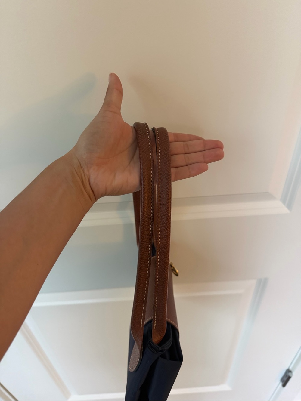 Longchamp Navy Tote with Brown Leather Trim - Picture 8 of 8